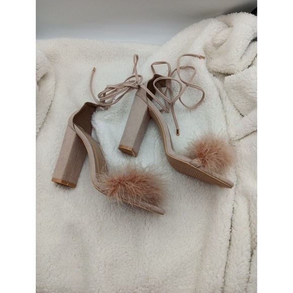 EGO Womens Beige Feather Excitee Round Toe Stiletto Heeled Sandal UK 6 M (Size8) - Picture 5 of 9